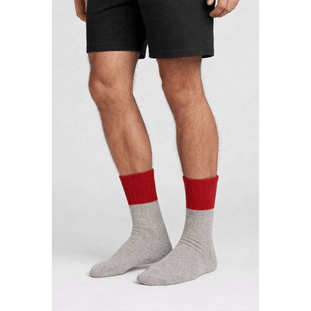Alpine Design Men's 2-Pack Socks AD Thermal Heavyweight Boot Sock Grey/Red LARGE